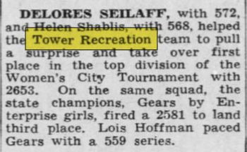 Tower Recreation - Apr 1945 Article On Womens Champs (newer photo)